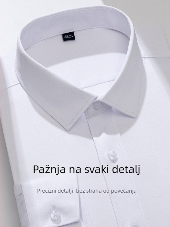 Muška košulja s dugim rukavima, slim-fit, bez nabora, prozračna mješavina poliestera 92,6%