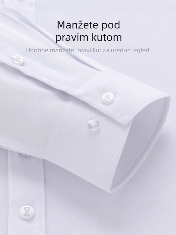 Muška košulja s dugim rukavima, slim-fit, bez nabora, prozračna mješavina poliestera 92,6%