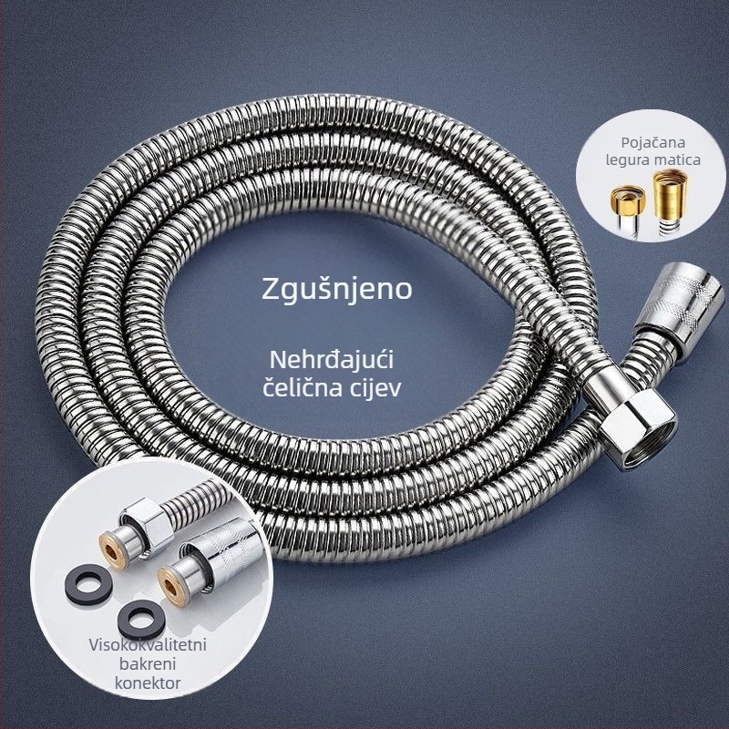 Tuš cijev od 304 nehrđajućeg čelika, fleksibilna, Twist montaža, marka Shouli, nominalni tlak 20, radna temperatura 100°C