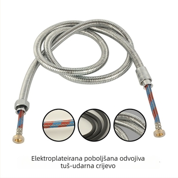 Sprchovska crijevo od 304 nehrđajućeg čelika, elektroplatirano, otporno na eksploziju; montaža navojem; model: Electroplating encryption drawing tube; nominalni tlak: 0.6; radna temperatura: 0–90°C