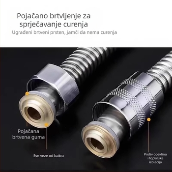 Tuš crijevo – otporno na kidanje, nehrđajući čelik, izvlačno, univerzalni priključci