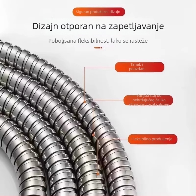 Tuš crijevo – otporno na kidanje, nehrđajući čelik, izvlačno, univerzalni priključci