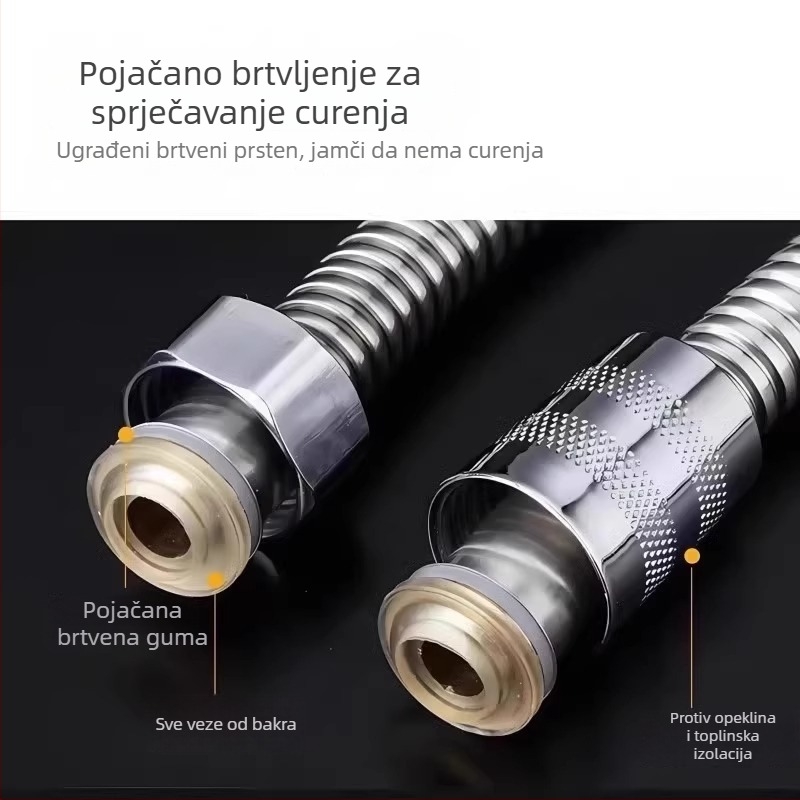 Tuš crijevo – otporno na kidanje, nehrđajući čelik, izvlačno, univerzalni priključci