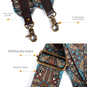 JOGUJOS/Chogujos boho cvjetna crossbody torba sa širokim naramenicama, poliester, model 3001