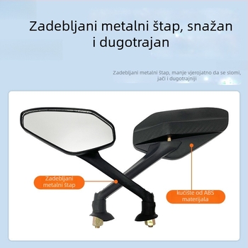 Univerzalni retrovizor za električno bicikl, električni skeuter i motocikl — okrugla površina ogledala, pričvršćivanje na desnu nit, off-road upotreba
