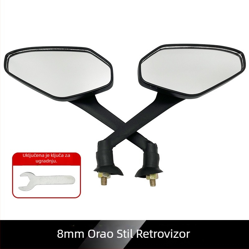 Univerzalni retrovizor za električno bicikl, električni skeuter i motocikl — okrugla površina ogledala, pričvršćivanje na desnu nit, off-road upotreba