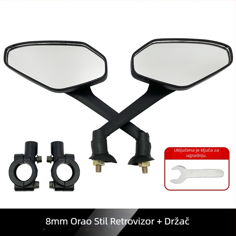 Univerzalni retrovizor za električno bicikl, električni skeuter i motocikl — okrugla površina ogledala, pričvršćivanje na desnu nit, off-road upotreba