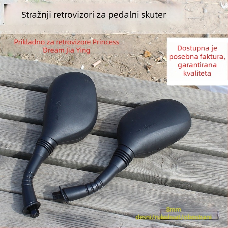 Zadnje ogledalo za električni skuter Mojielong, plastično kućište, staklena površina, dvostruko ožičenje (plastiko kućište, staklena površina, Mojielong, dvostruko ožičenje)