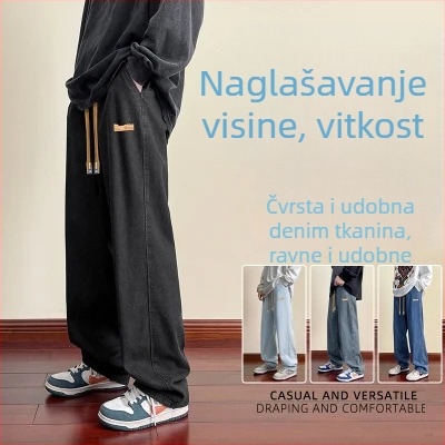 Muške traperice ravnog kroja s distressed završnicom, srednji pojas, pamuk, ravno krojenje, zimska sezona