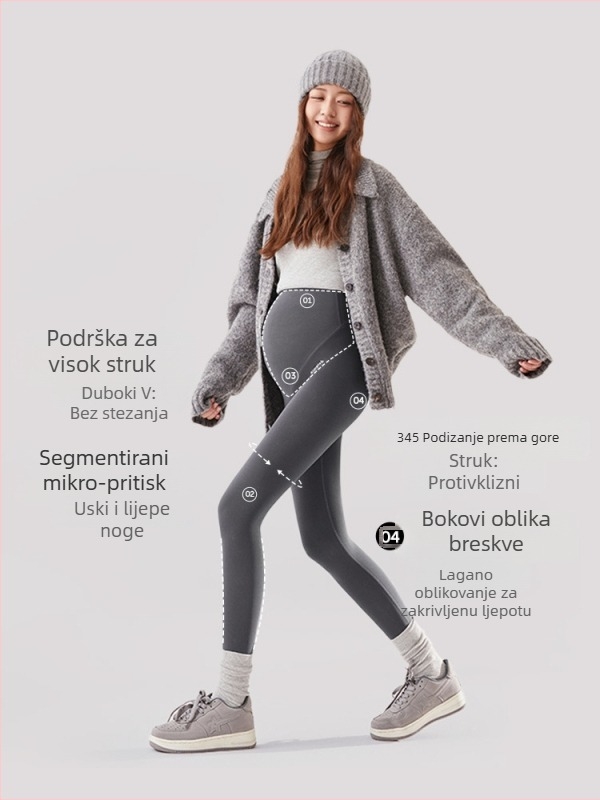 JOYNCLEON Maternarne termalne leggice s flek podstavom, duge, od vune smjese, visok pas, uski kroj, jesen-zima svakodnevna upotreba