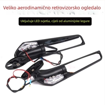 Motociklističko retrovizor s integriranim signalom, kvadratno ogledalo, aluminijska legura, model 32352656.