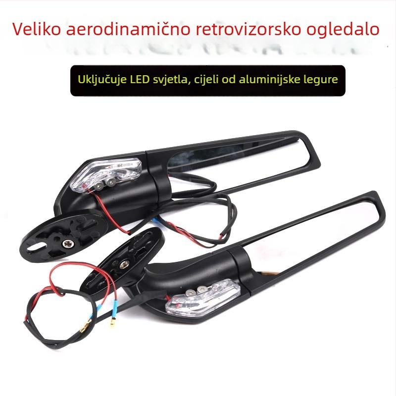 Motociklističko retrovizor s integriranim signalom, kvadratno ogledalo, aluminijska legura, model 32352656.