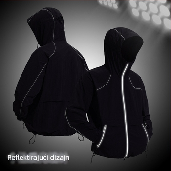 Unisex vanjski windbreaker s UPF50+ UV zaštitom, prozračan, brzo se suši, kapuljača, reflektirajuća traka