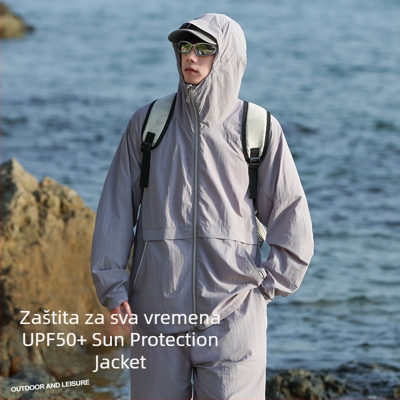 Unisex vanjski windbreaker s UPF50+ UV zaštitom, prozračan, brzo se suši, kapuljača, reflektirajuća traka