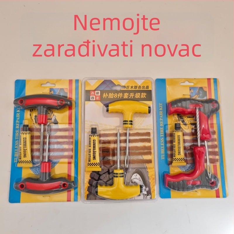 Set alata za popravak guma za automobile, motocikle i električna vozila; materijal: željezo, PP+PVC; šifra proizvoda YW-163; pakiranje: 100 komada po kartonu