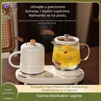 Tea-kettle za zdravlje s kontrolom temperature, staklena kućica od borosilikatnog stakla, kapacitet 600 ml, 220 V, 375 W, dodirno upravljanje, model WW-A36