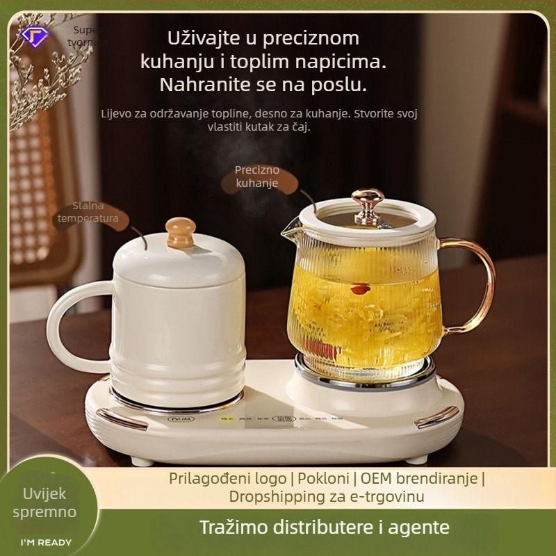 Tea-kettle za zdravlje s kontrolom temperature, staklena kućica od borosilikatnog stakla, kapacitet 600 ml, 220 V, 375 W, dodirno upravljanje, model WW-A36