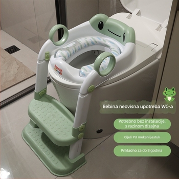 Dječje sjedalo za WC sa stubičnim dizajnom, sklopivim stalnim i navlakom za jastučić (Materijal: polipropilen)