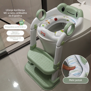 Dječje sjedalo za WC sa stubičnim dizajnom, sklopivim stalnim i navlakom za jastučić (Materijal: polipropilen)