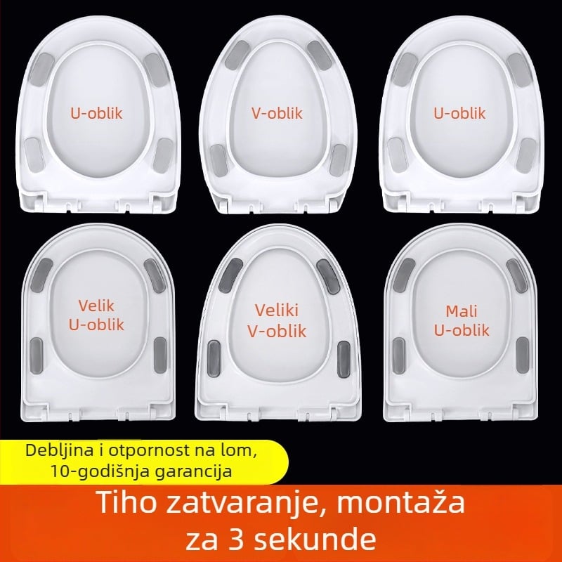UV-tip zatvarač za WC s jastučićem, univerzalni, debeli potporni dio, PP ploča, razmak rupa 12-18