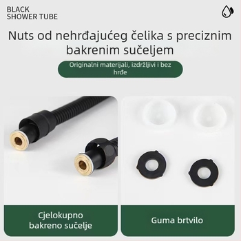 Tuš crijev i univerzalna tuš glava – nehrđajući čelik, 1,6 MPa, 0–100°C, Model 4 točke, Ručna ugradnja