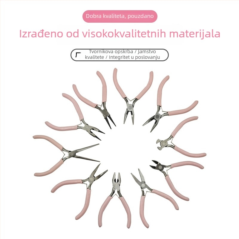 Set klešta za nakit: višenamjenski klešti s iglastim nosom, okruglim nosom i dijagonalnim nosom; visokougljična čelika; za skidanje izolacije s žice