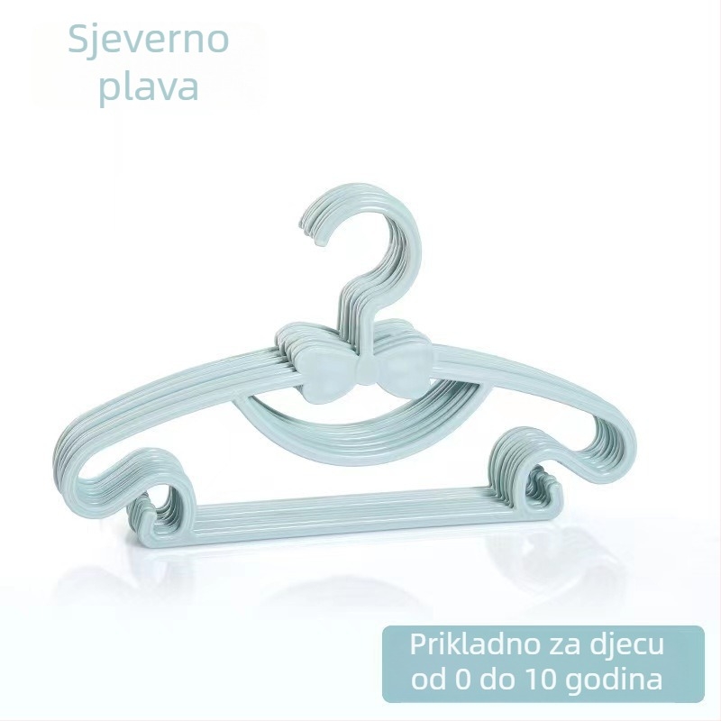 Plastična dječja vješalica za odjeću s držačem za hlače i kravate, 100% novi plast, izlazi 2024., pakiranje 10 komada