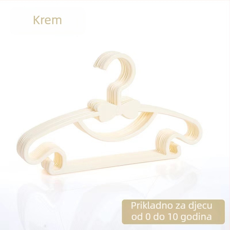 Plastična dječja vješalica za odjeću s držačem za hlače i kravate, 100% novi plast, izlazi 2024., pakiranje 10 komada