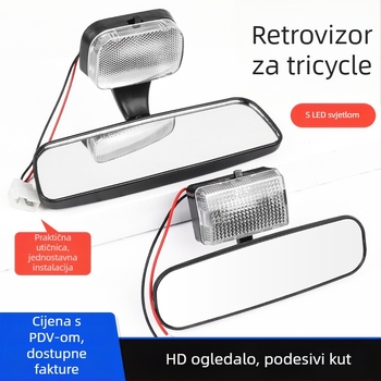 Mojielong 12V konveksni retrovizor sa svjetlom za zatvoreno četverokotažno putničko vozilo