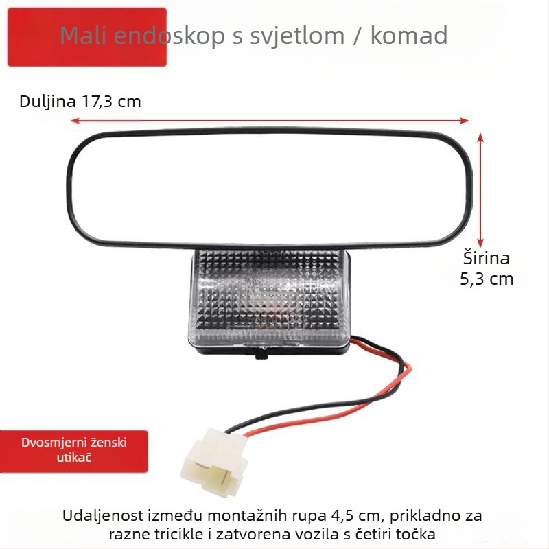 Mojielong 12V konveksni retrovizor sa svjetlom za zatvoreno četverokotažno putničko vozilo