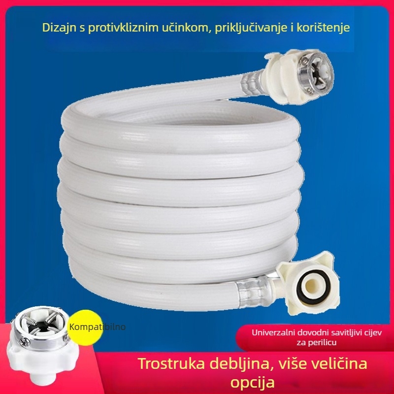 Cijev za dovod vode za perilicu, PVC, nominalni tlak 6 kg, radna temperatura 0–30°C, navojno priključivanje