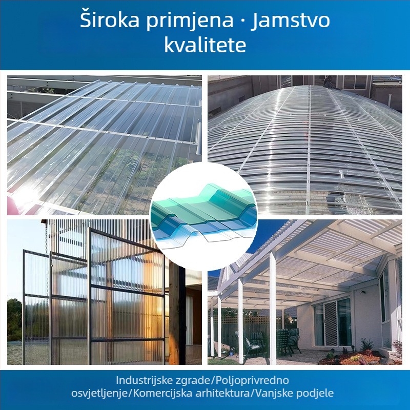 Prozirne PC krovne ploče za osvjetljenje, tip 760/840, debljina 1–2,5 mm, valovite PC ploče otporne na vremenske uvjete