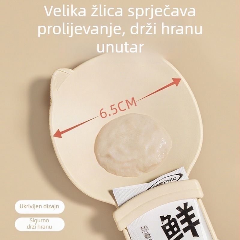 Plastična žlica za hranjenje mačaka — za mesni pire i tekuće poslastice; pawsarti; model Zzpd-a011; za mačke; ručno hranjenje