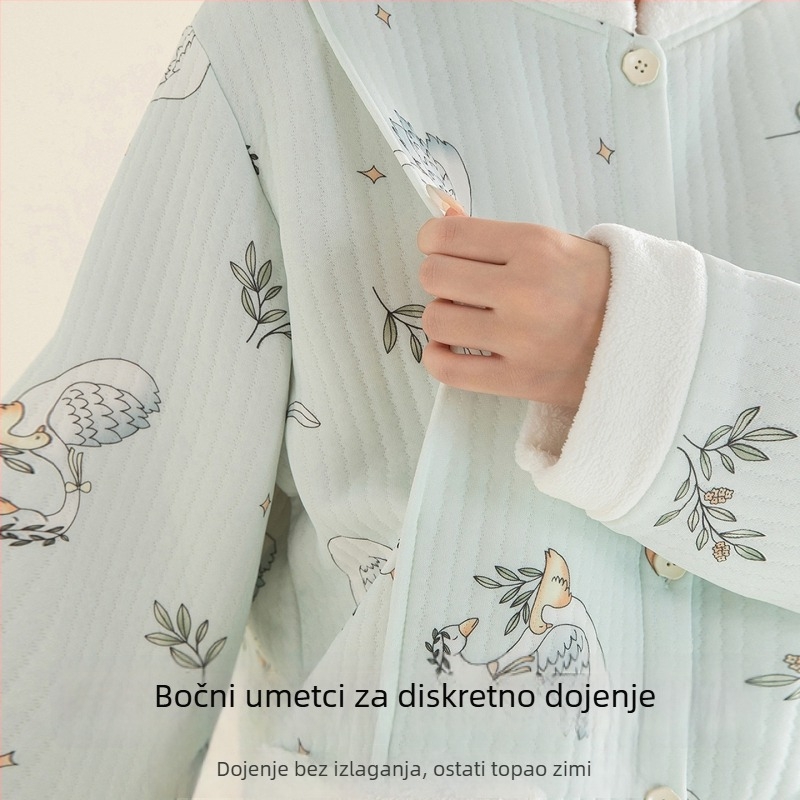 Set za trudnice za spavanje s slojem prozračnog pamuka, kardigan minimalističkog stila, topao zimi i jesen