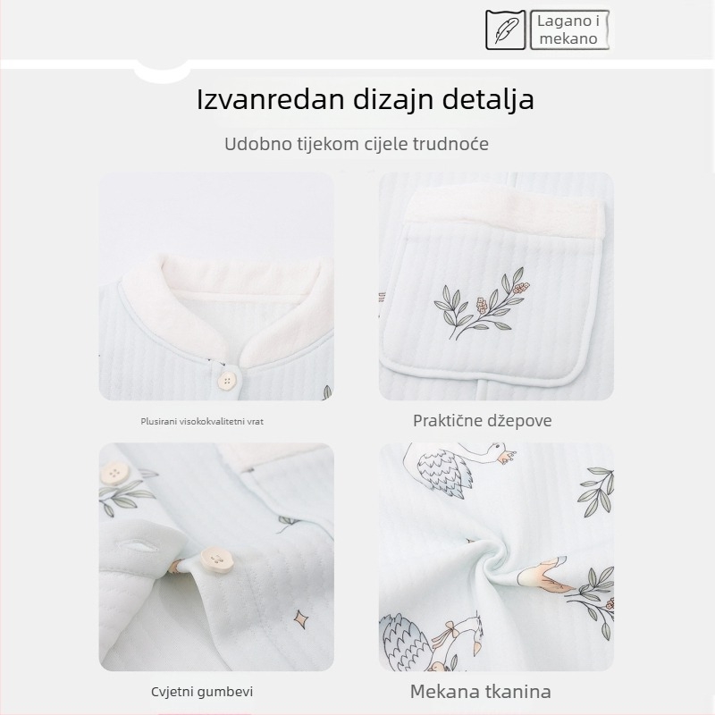 Set za trudnice za spavanje s slojem prozračnog pamuka, kardigan minimalističkog stila, topao zimi i jesen