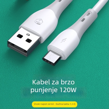 Silikonski 3-u-1 podatkovni kabel, 1.3m, 120W brzo punjenje, Lightning/Micro USB/USB-C