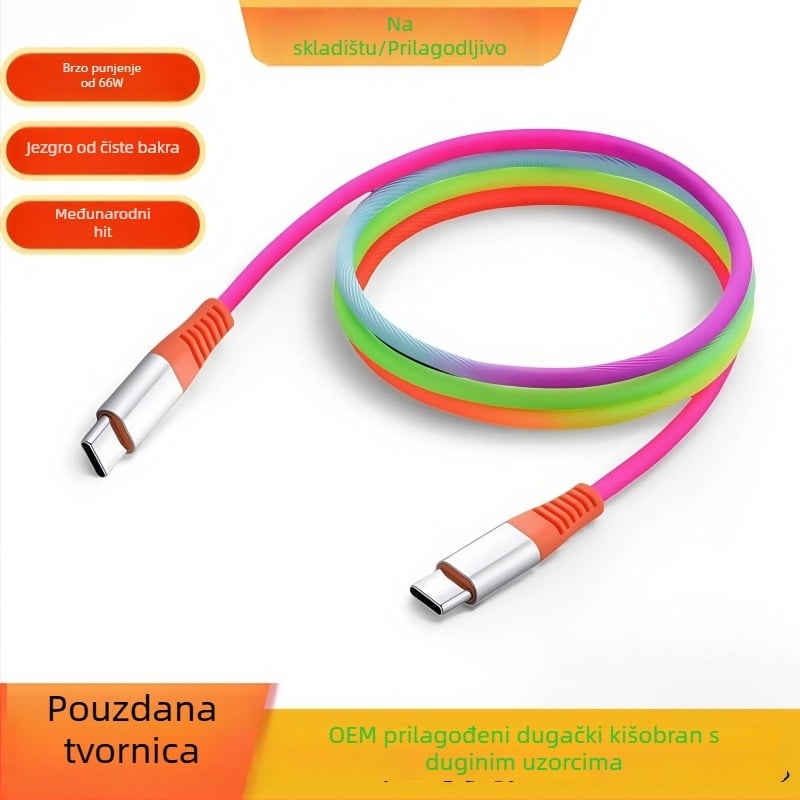 Kabel za punjenje s pletenicom, 66W, USB2.0 / Lightning / Type-C, PD brzo punjenje