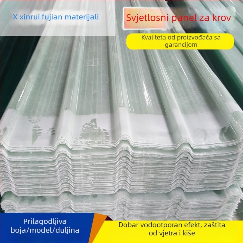 FRP ploča za osvjetljenje krova – vlaknasta pločica prozirna za krov, vatrootporna, plastični prozirni panel za osvjetljenje, Xin Ruifu, porijeklo Sichuan, tipovi 840/900/820/760/950/470 (po narudžbi)