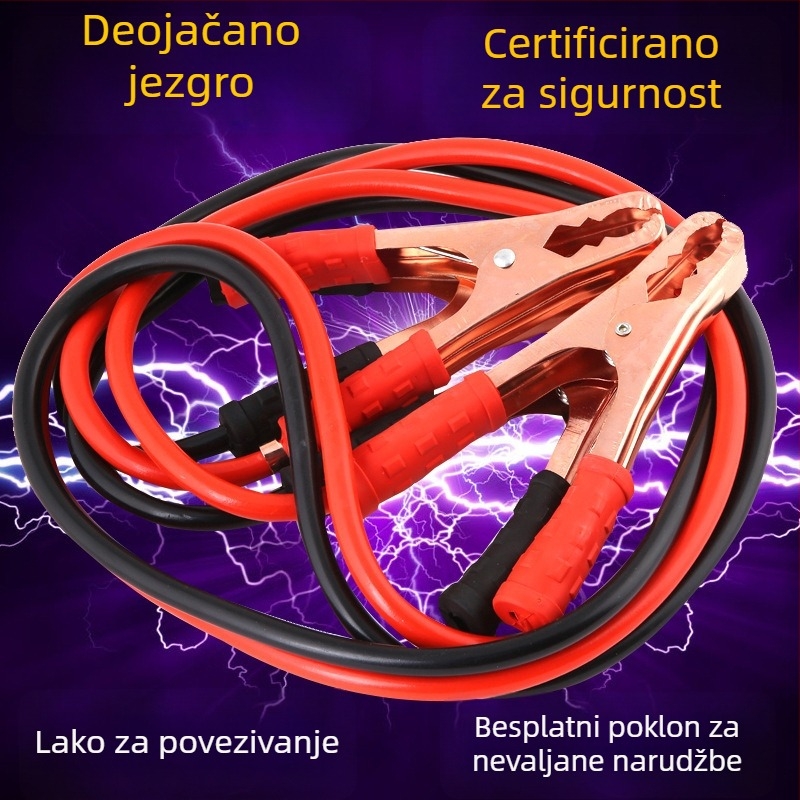Kabel za pokretanje automobilske baterije s bakrenim klema, Fire Line, 1500A, debeli vodič