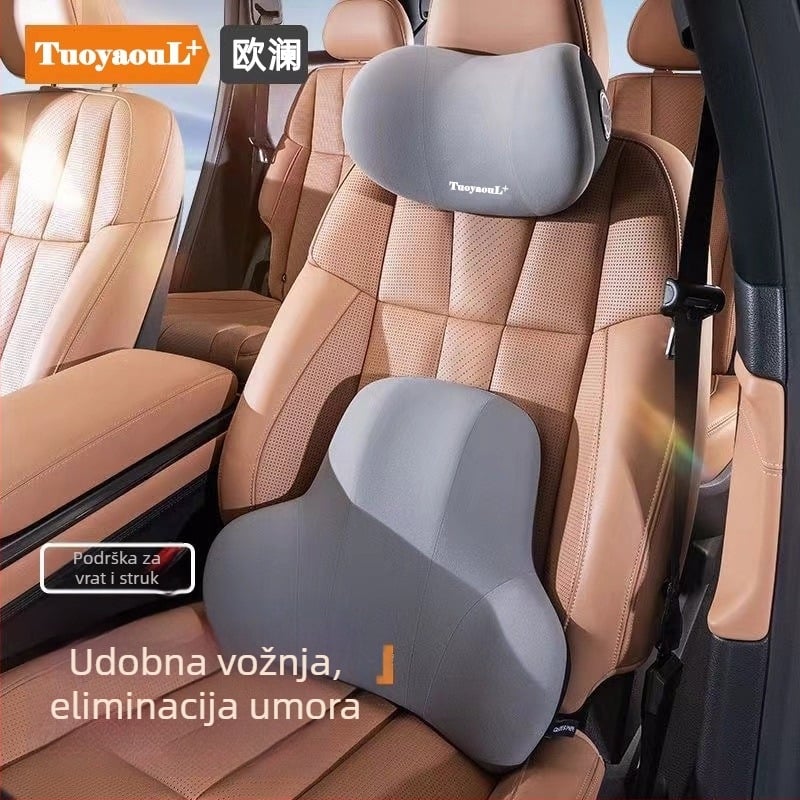 Auto jastučnica za glavu i vrat te lumbalni jastučić za sve sezone, univerzalna prilagodba, punjenje memorijske pjene, mogućnost prilagođavanja