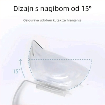 Miska za mačke za hranjenje s nagibnim otvorom i zaštitom vrata, dvostruka prozirna zdjela, plastična