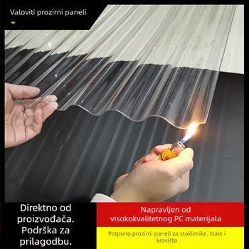 PC prozirna svjetleća ploča, ojačana vlaknastim staklom, valovita krovišna ploča, pogodna za staklenike i nadstrešnice