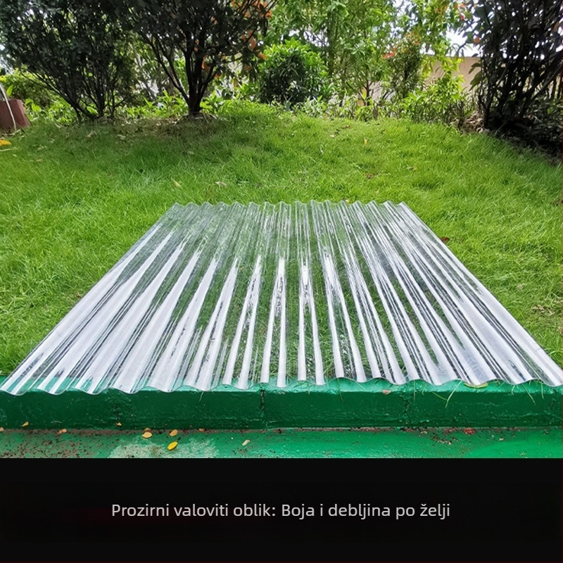 PC prozirna svjetleća ploča, ojačana vlaknastim staklom, valovita krovišna ploča, pogodna za staklenike i nadstrešnice