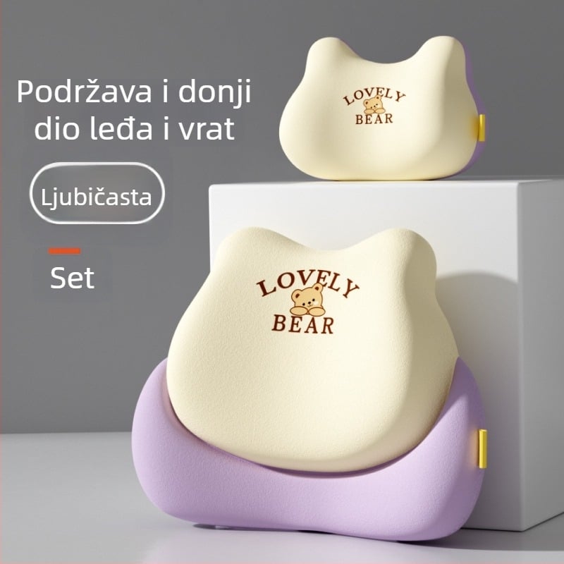 Auto lumbalna podrška jastuk – memorijska pjena, univerzalna kompatibilnost, uzorak medvjeda, ispis logotipa, minimalistički stil za sve sezone