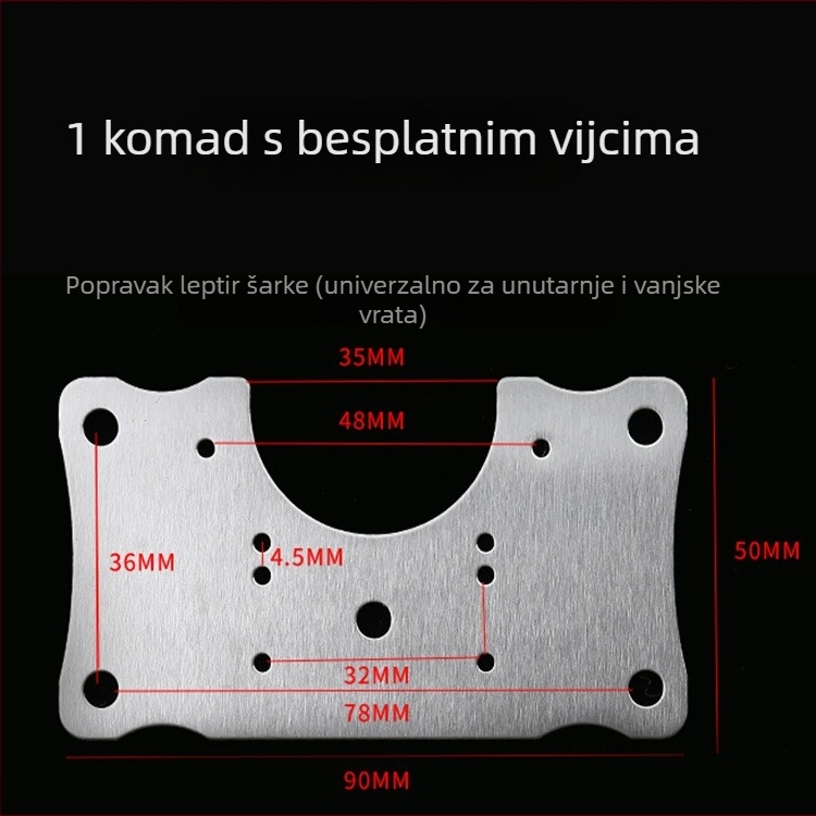 Ploča za popravak šarke ormarića (nerđajući čelik 410, brušeni završetak, moderni minimalistički stil, za razne ormariće)