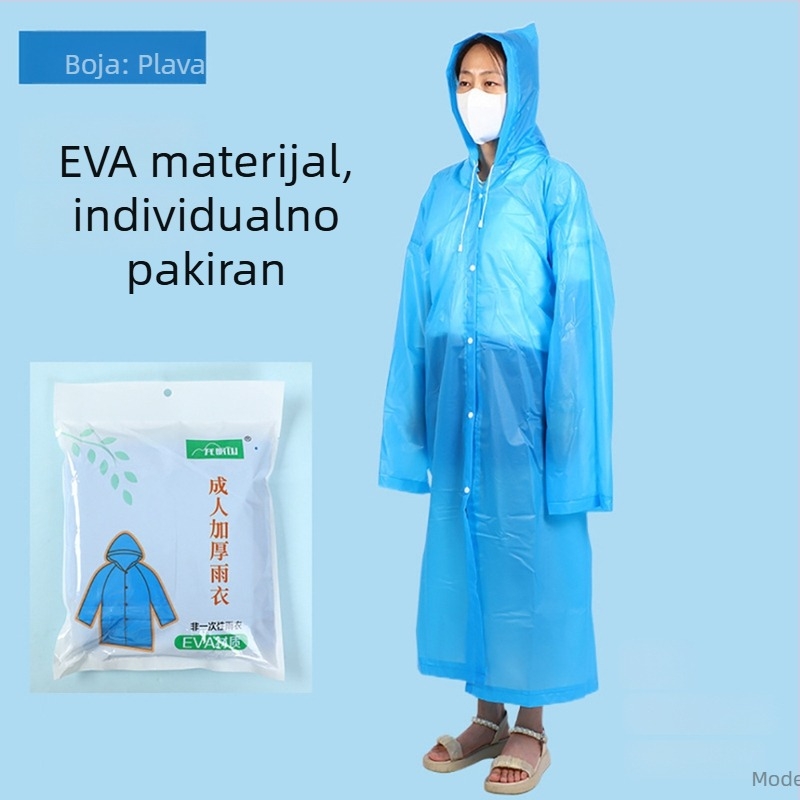Kišni pončo EVA za odrasle, jednodjelni dizajn, lagan, uobičajene debljine, za planinarenje i putovanja