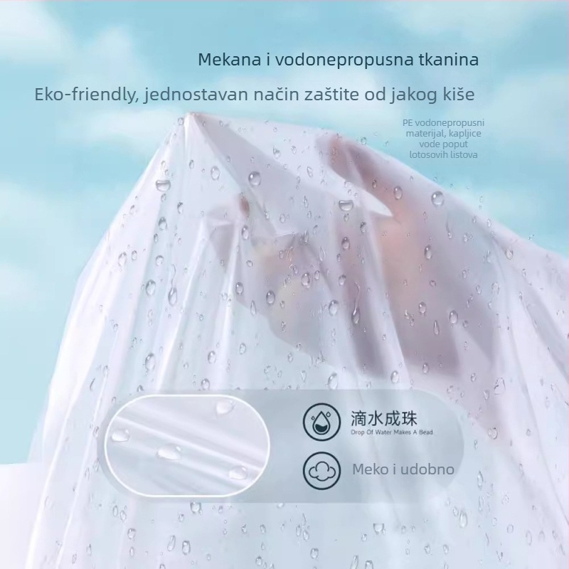 Planinsko pončo za kišu od PE - cijelo tijelo, dugačko, za odrasle, jednokratna upotreba