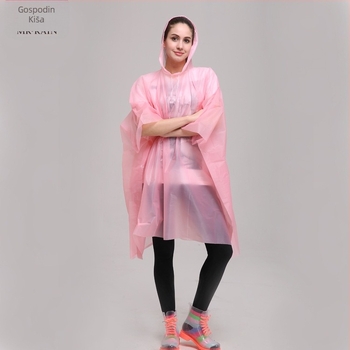 PEVA jednokratni kišni pončo s kapulom za odrasle — lagan kišni odjevni komad za bicikliste