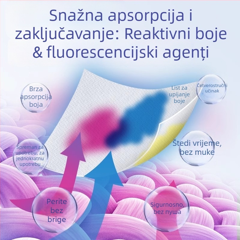 100 kom. tableta za pranje protiv prijenosa boje i papir za pranje, sprječava bojenje, za perilice rublja