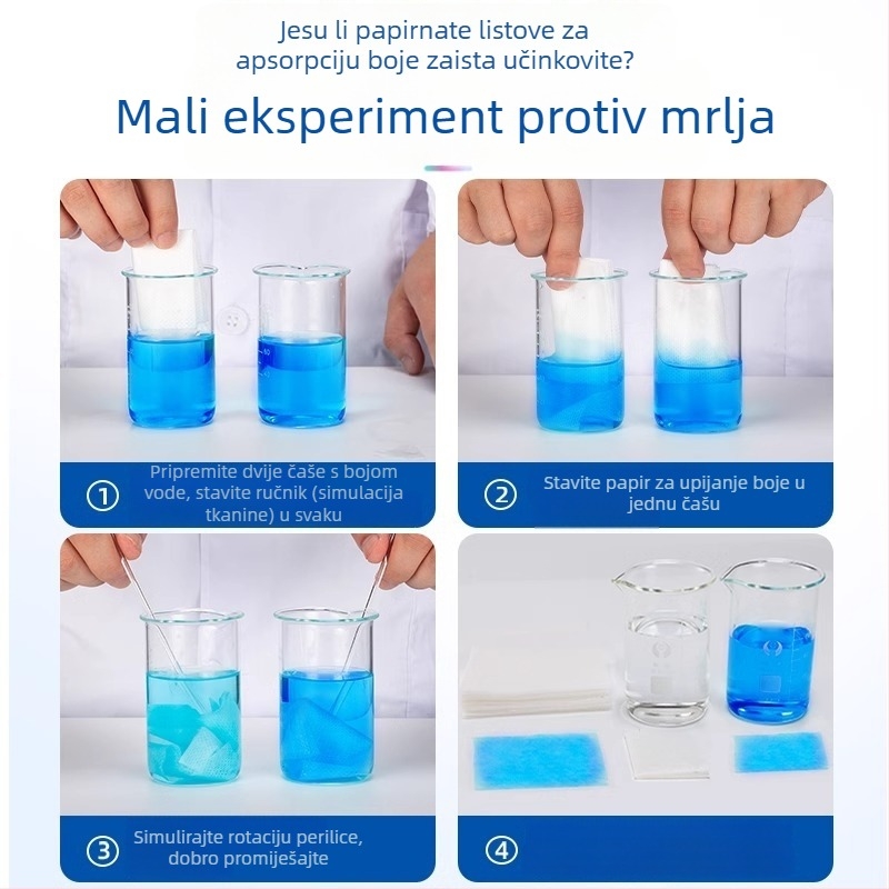 100 kom. tableta za pranje protiv prijenosa boje i papir za pranje, sprječava bojenje, za perilice rublja